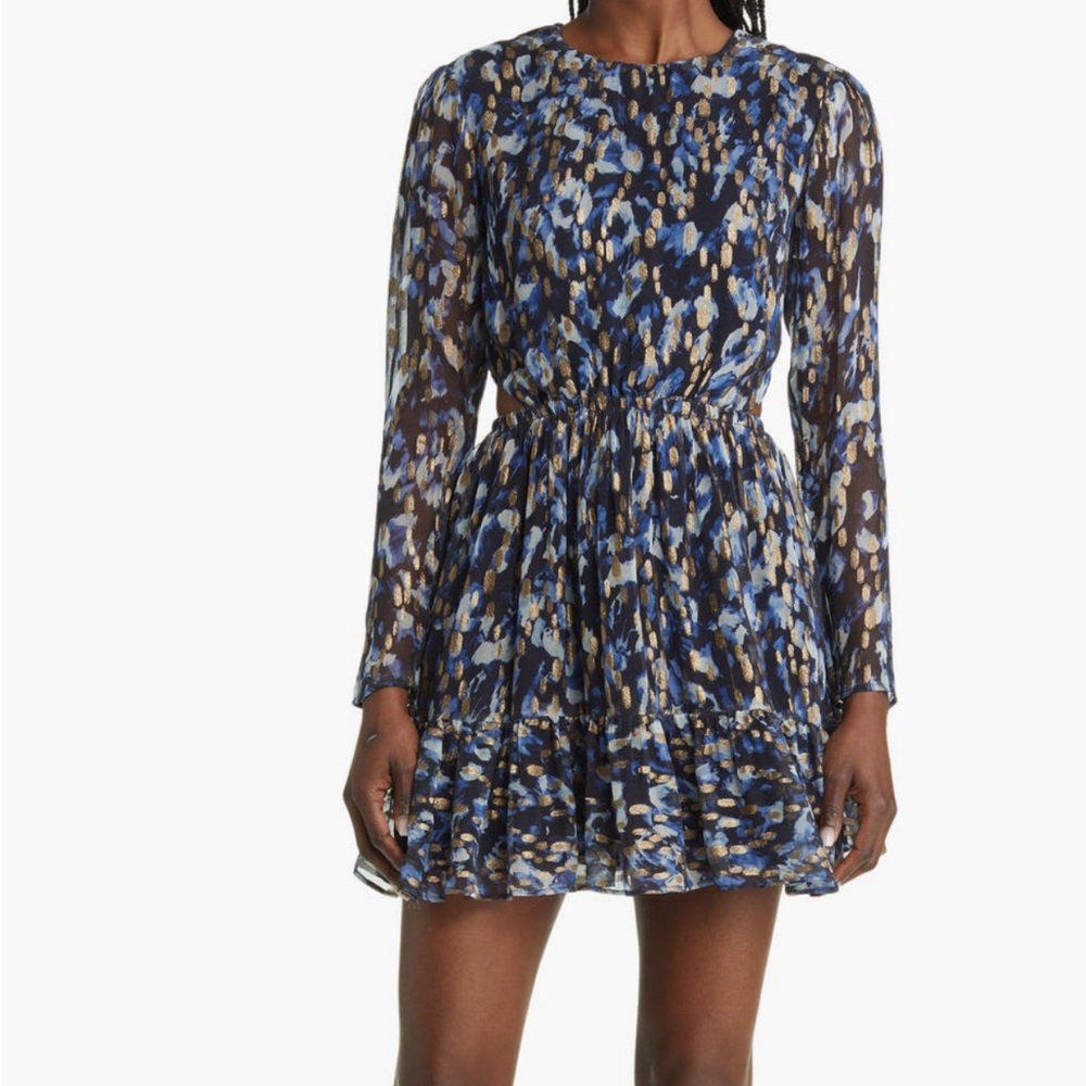 French Connection Blue and White Long Sleeve Dress